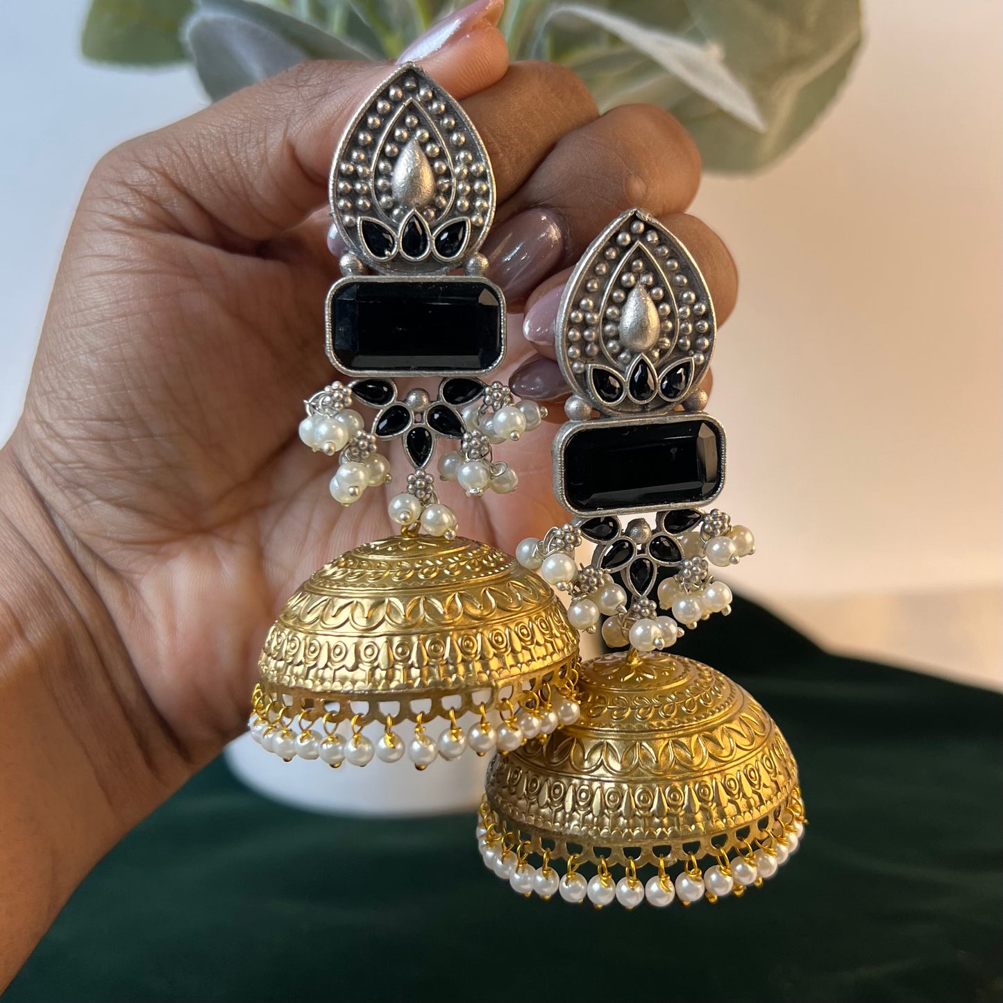 Nina Two Tone Stone Jhumka