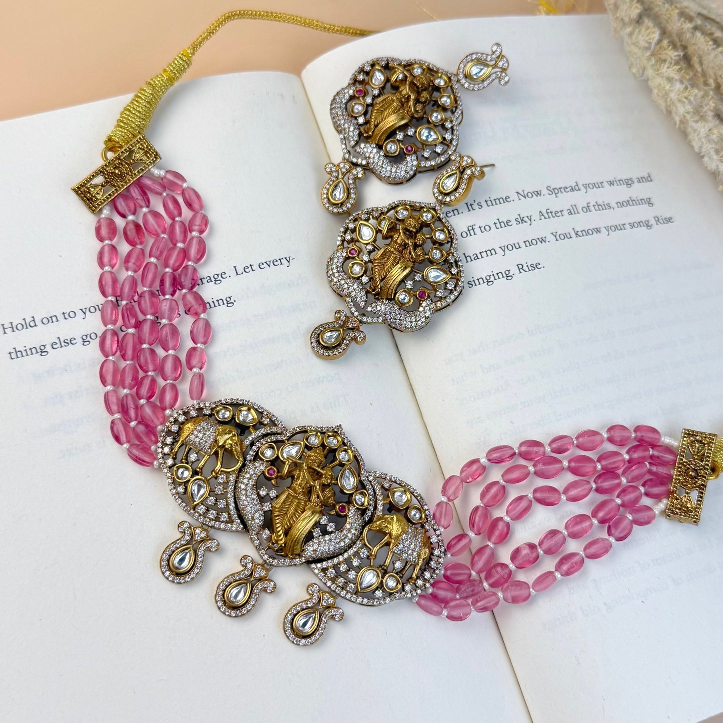 Radhe Krishna Polki Choker Necklace Set