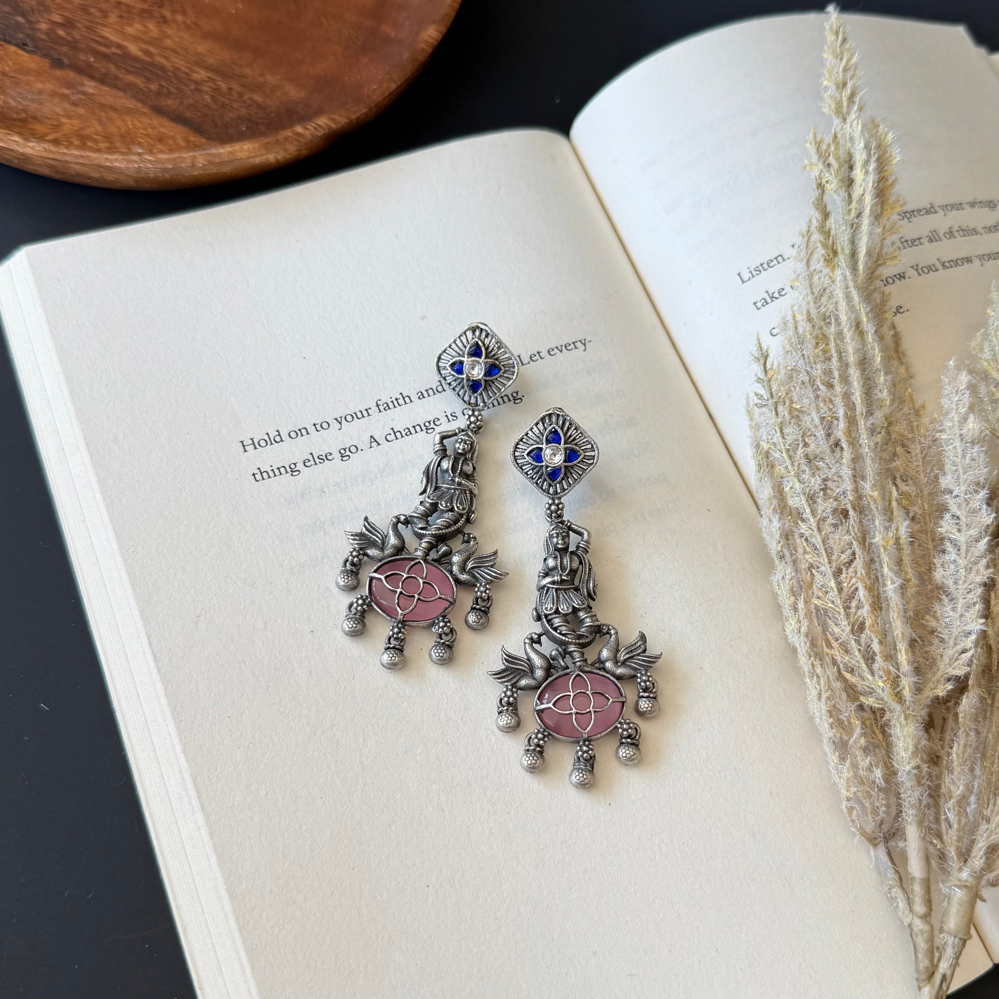 Oxidized kundan tribal look Earrings