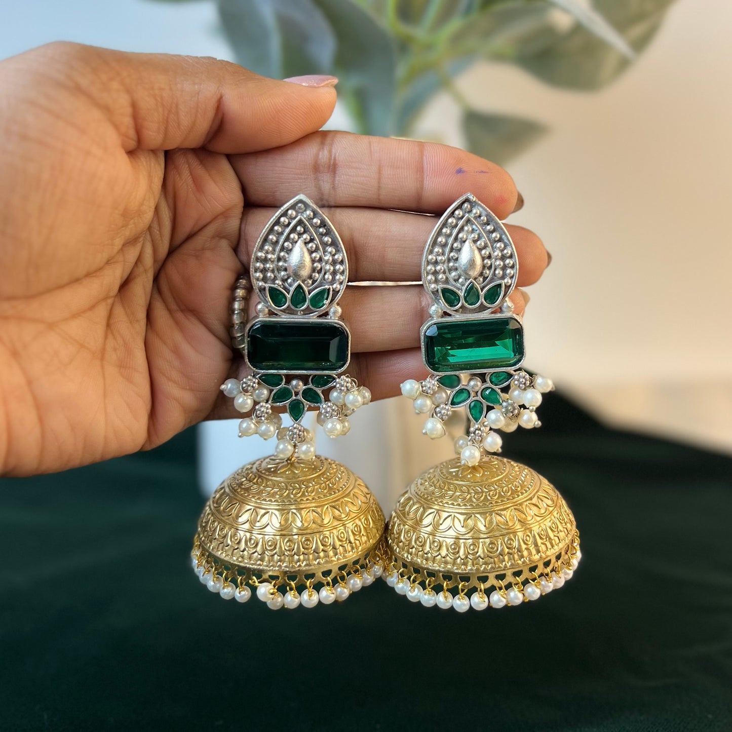 Nina Two Tone Stone Jhumka