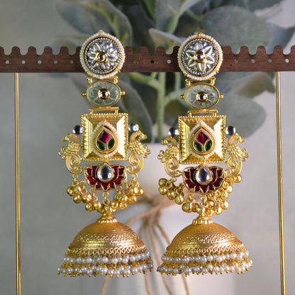 VJS5013-Gold Lotus Long Jhumka