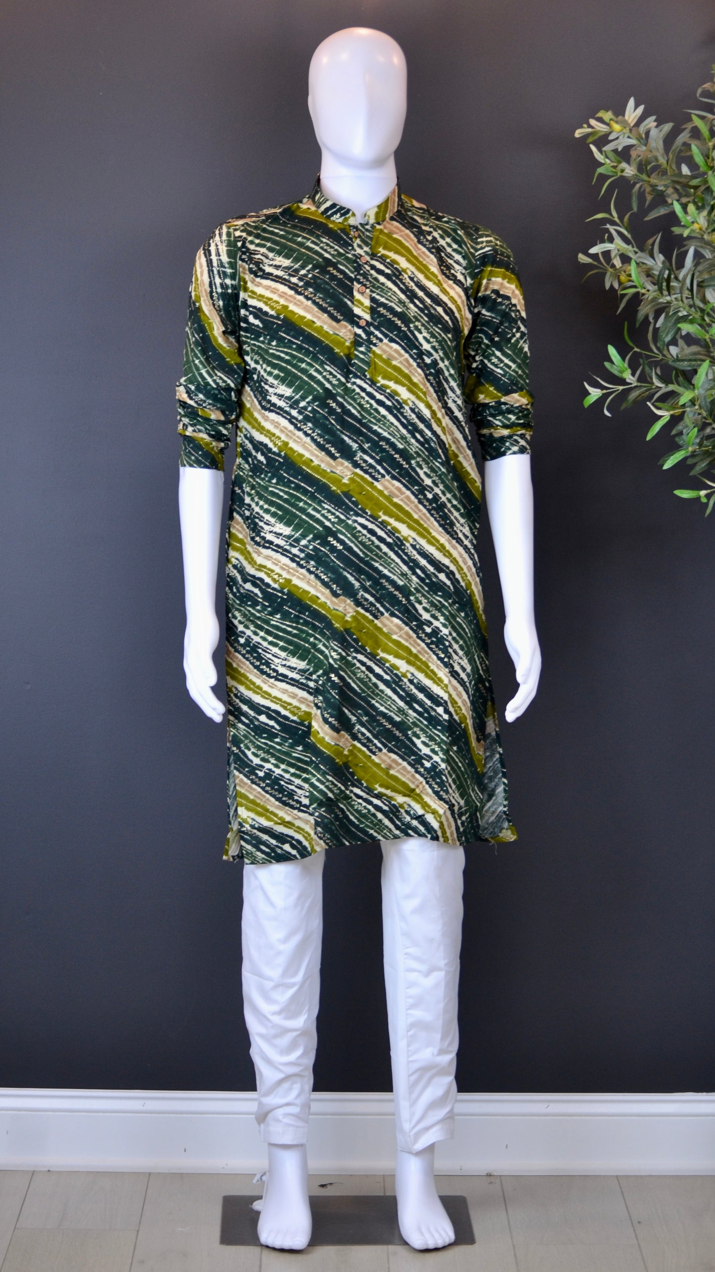 VMK006- Shades of Green Tie Dye Rayon Cotton with Pants - Vaanika Designs