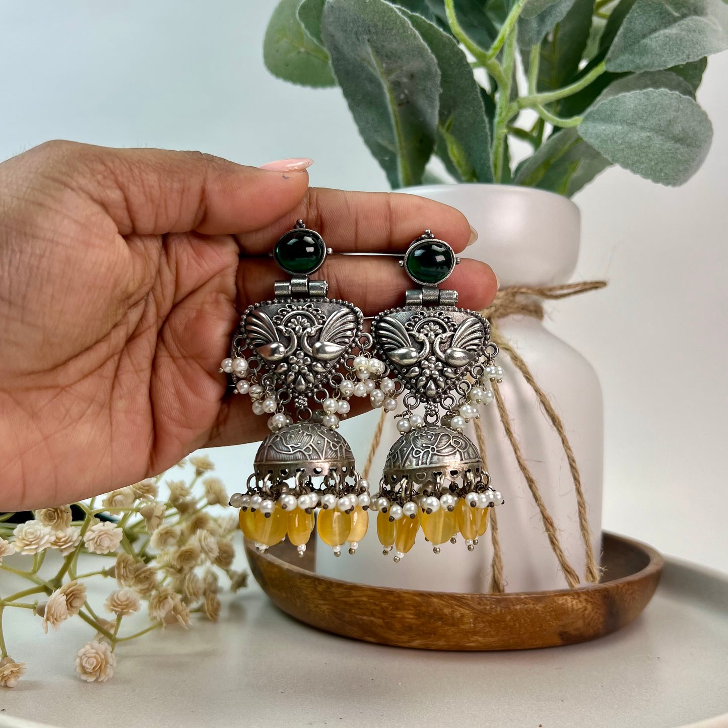 VJ4064-Tribal Silver Jhumka