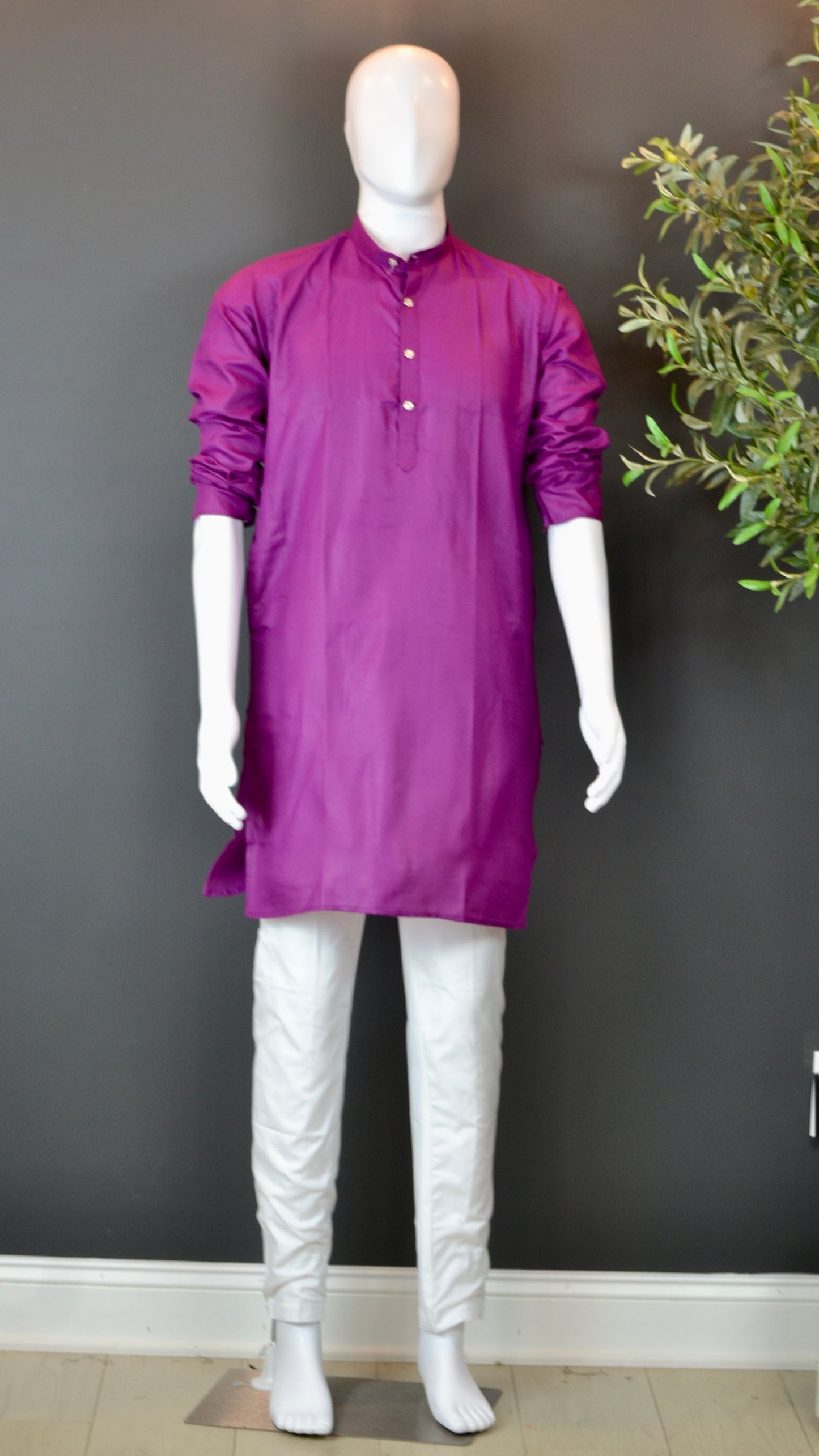 VMK018- Cotton Solid Color Kurta with Churidar - Vaanika Designs