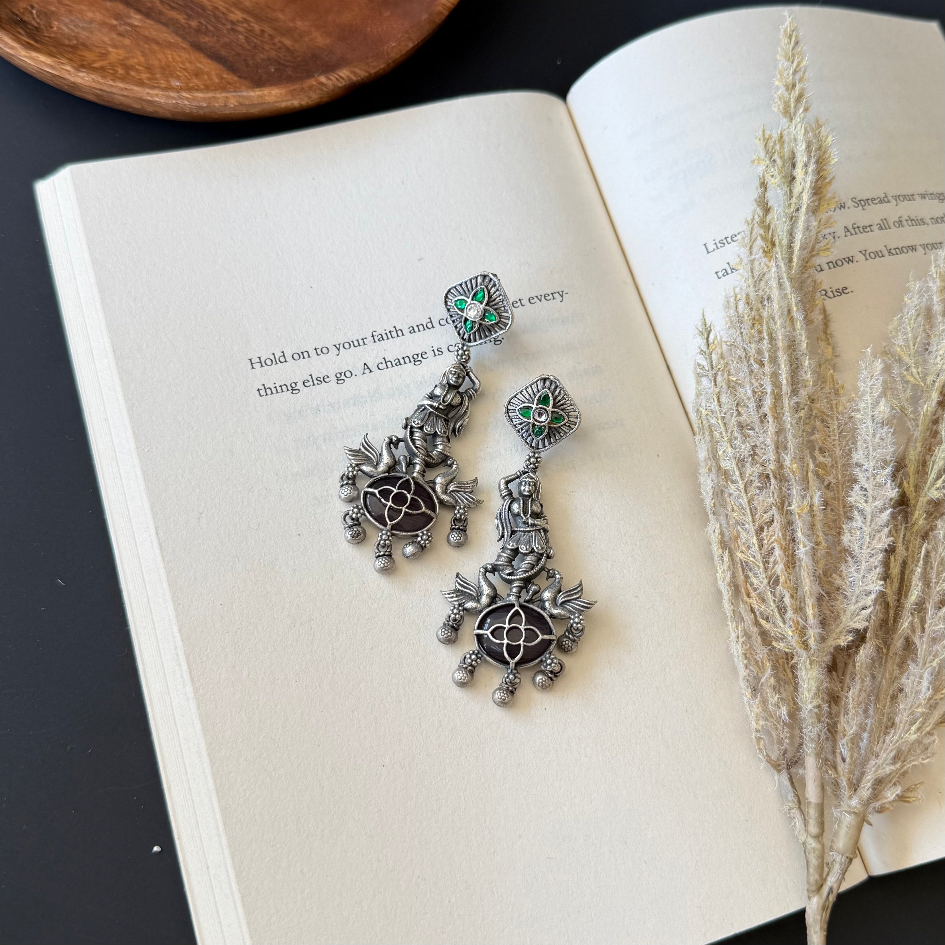 Oxidized kundan tribal look Earrings