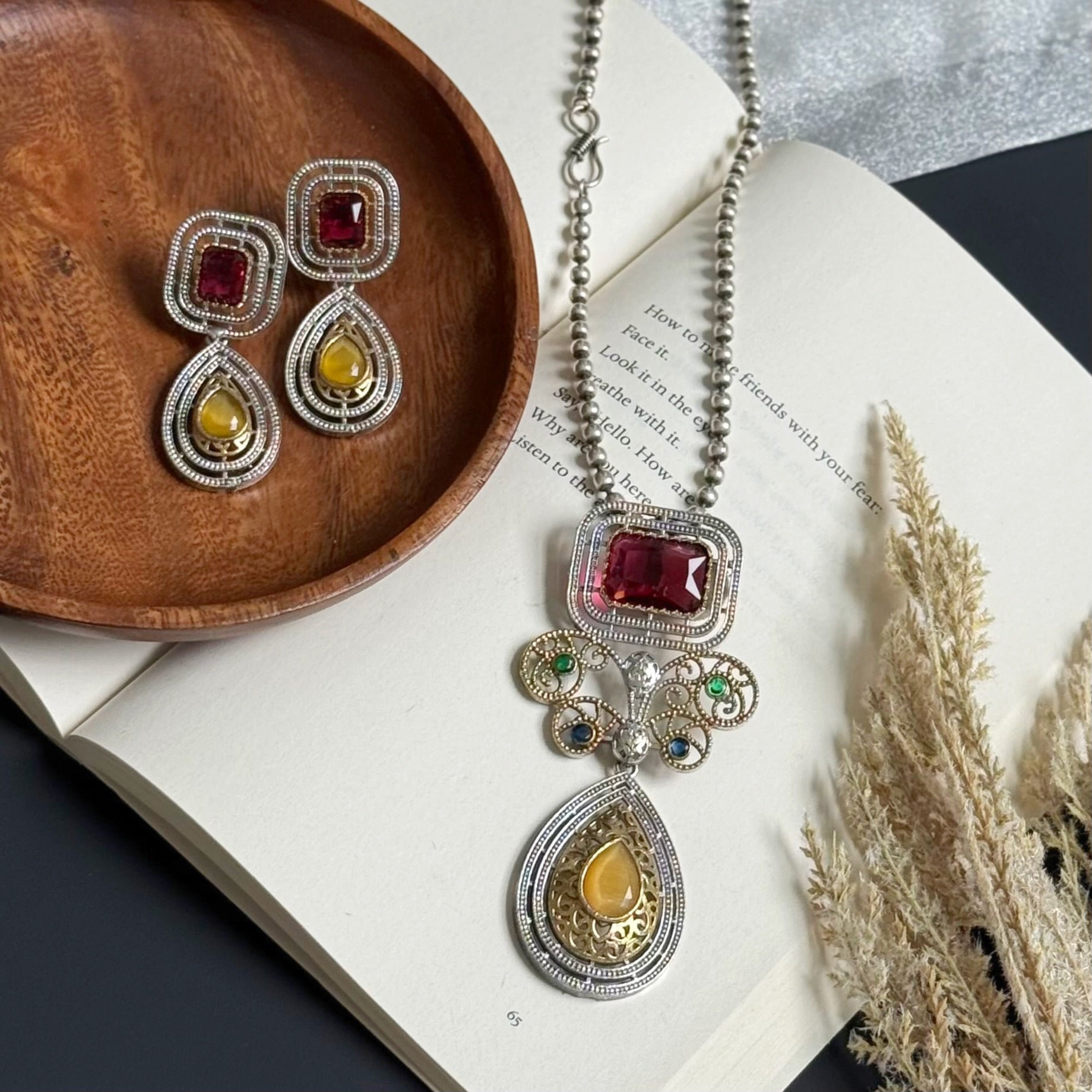 Raha Dual tone Doublet long Necklace