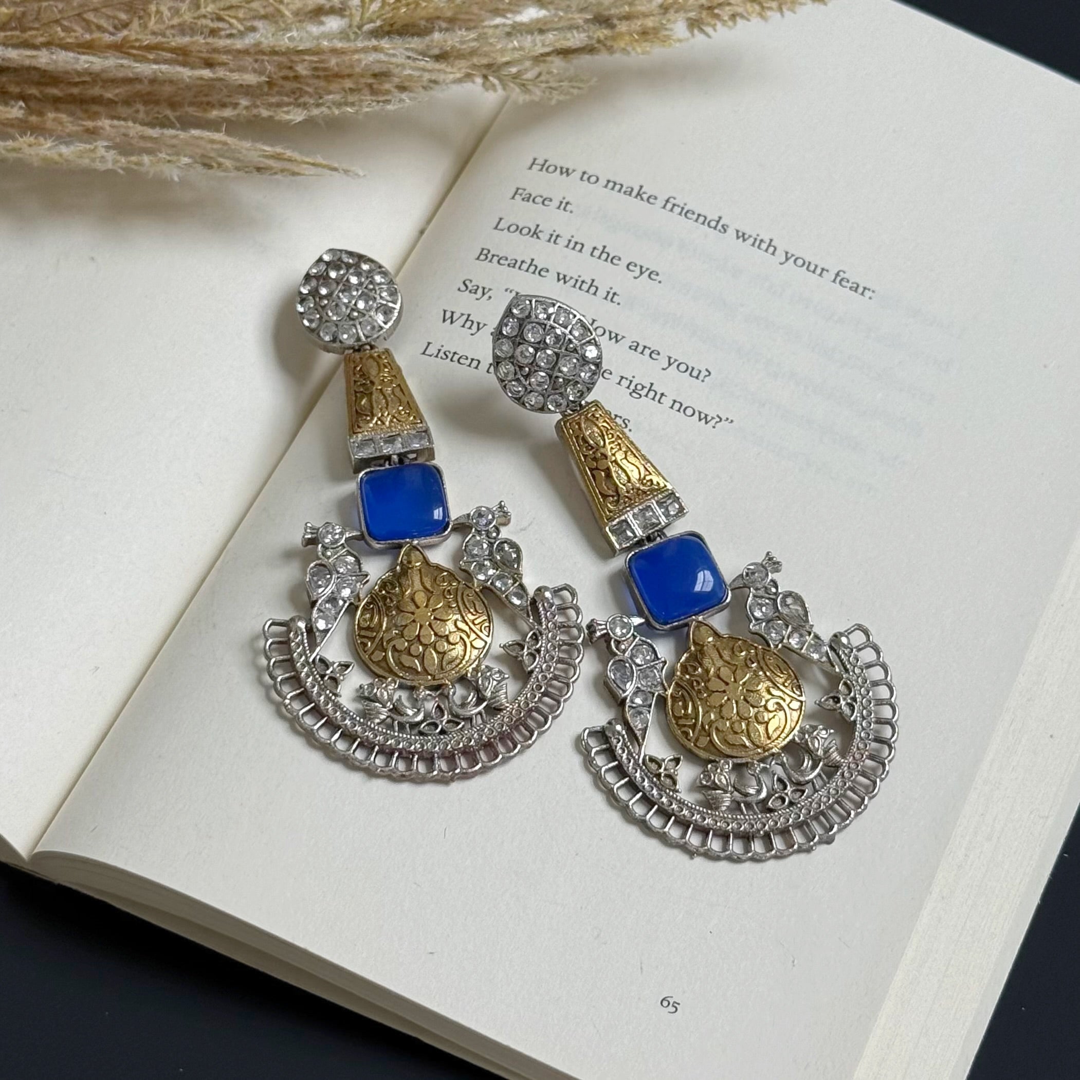 Royal Two Tone German Silver Earrings