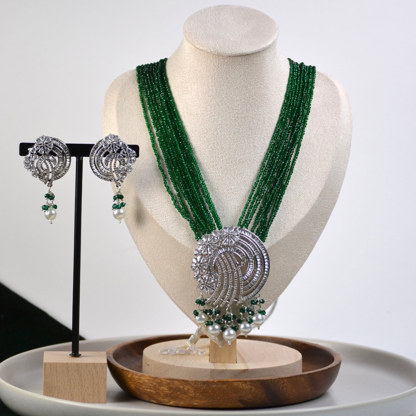 VARJ082-American Diamond Raani Haar Necklace Set