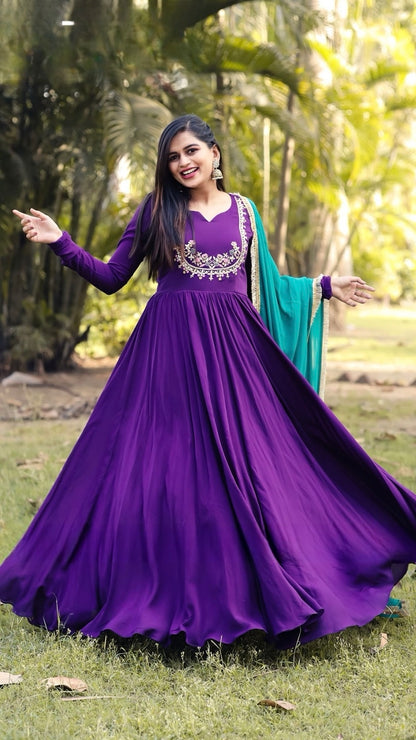 VAM2014-Fleur Georgette Anarkali Gown with Handwork