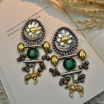 VJ4048-Tribal Nandi Ghunghroo Long Earring