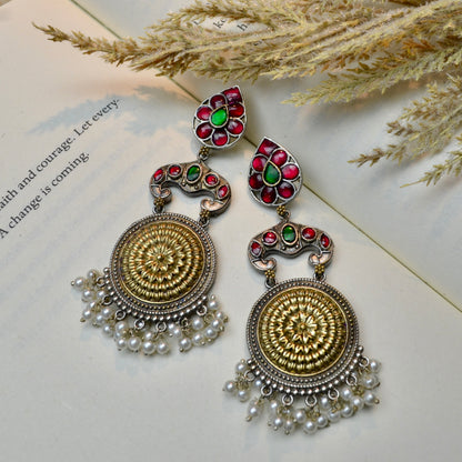 VJ4078-Dual Tone Kundan Earrings