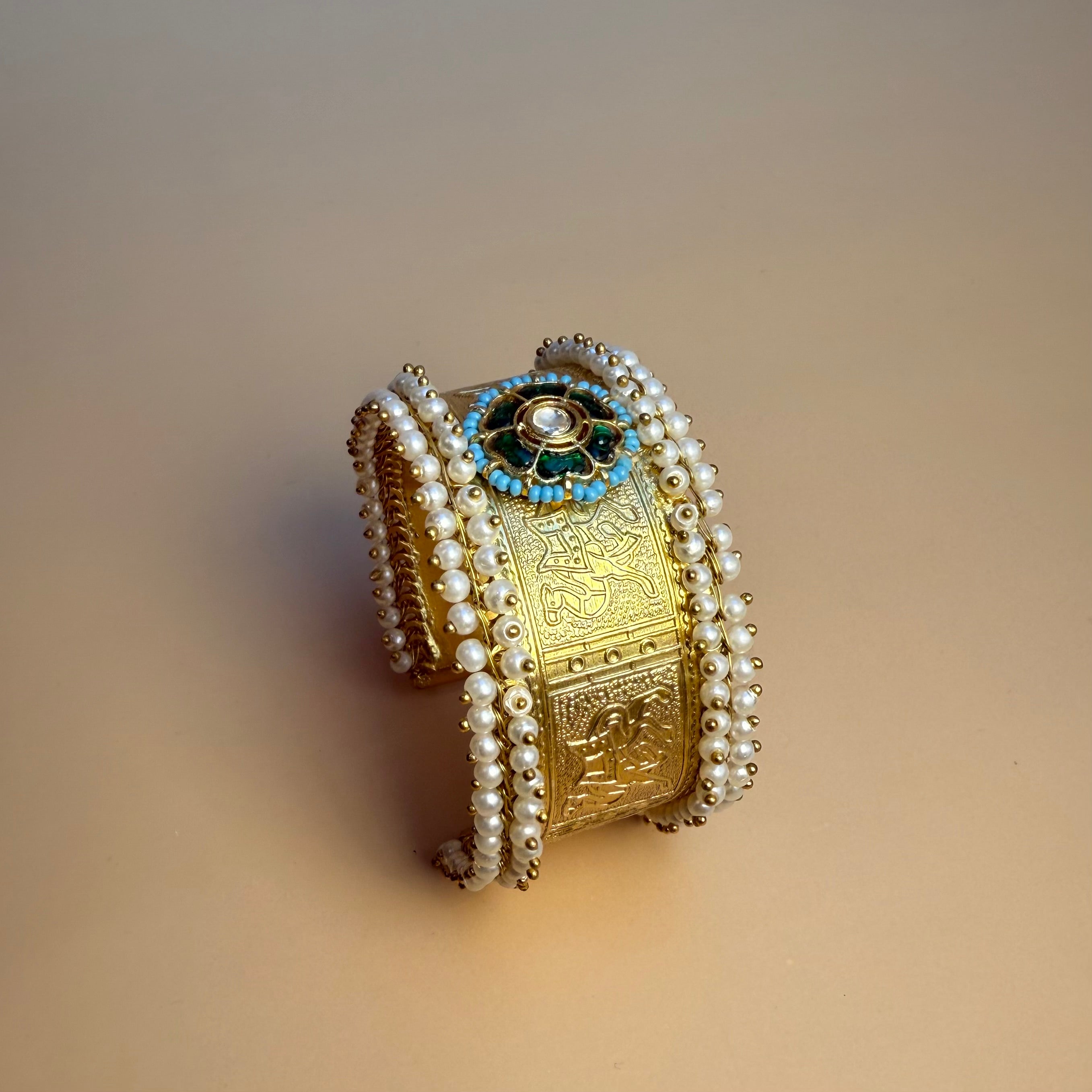 Gold Kundan fusion Bracelet - 5