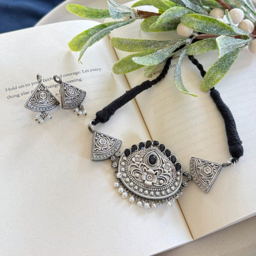 Oxidized Choker Necklace Set