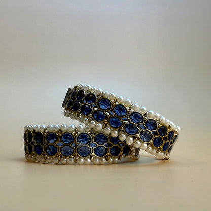 Stone and pearl kada set of 2