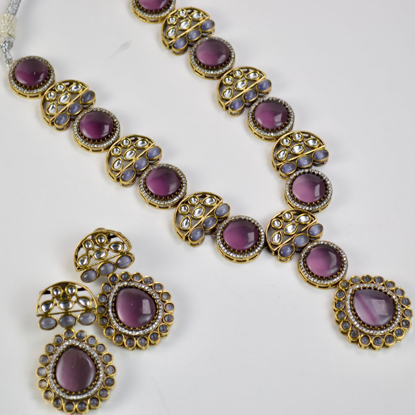 VARJ072-Deep Purple Victorian Doublet Necklace