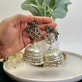 VJ4092-Mor Oversized Brass Jhumka