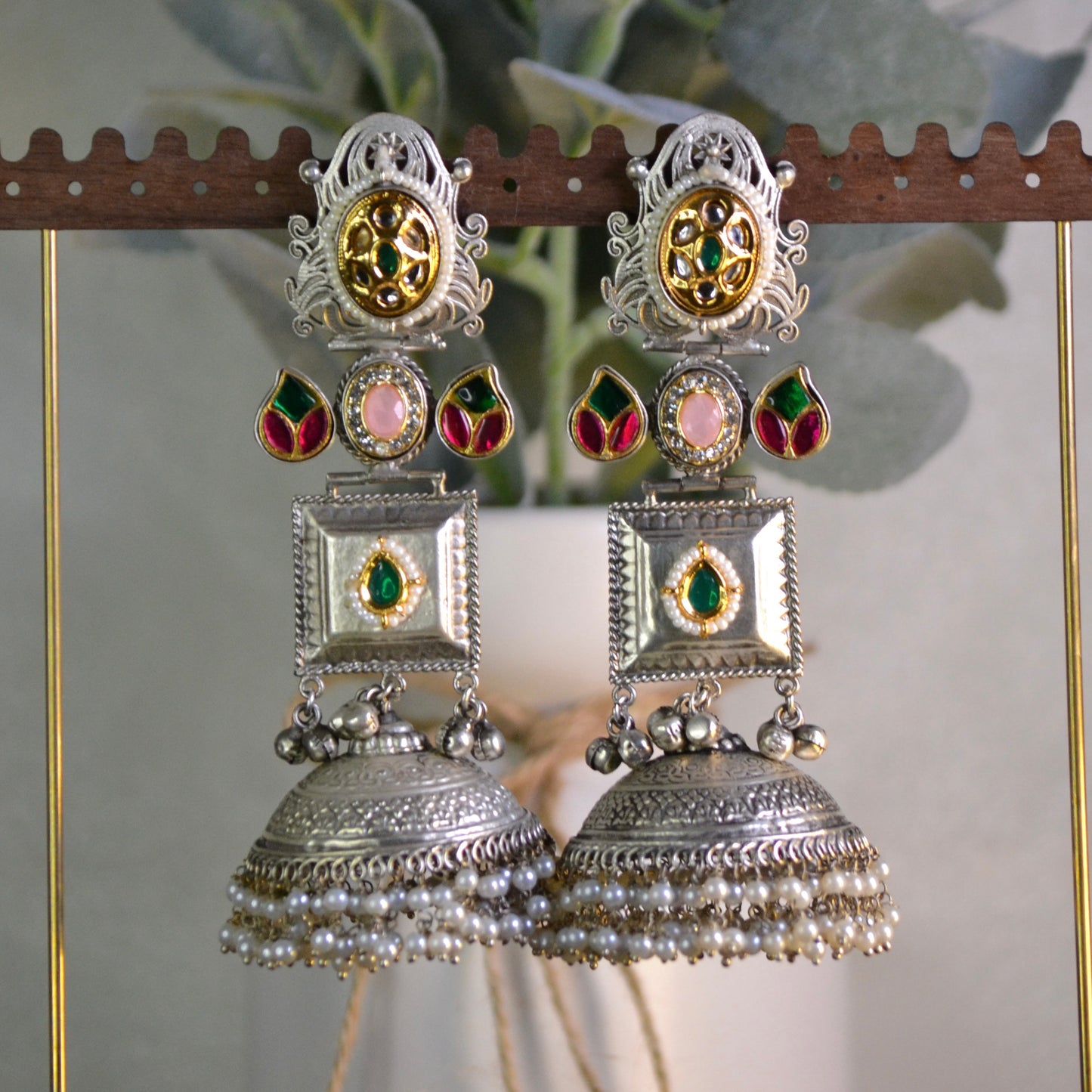 VJS5014-Silver long Jhumka