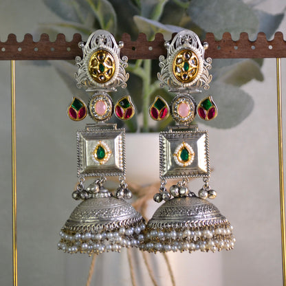 VJS5014-Silver long Jhumka