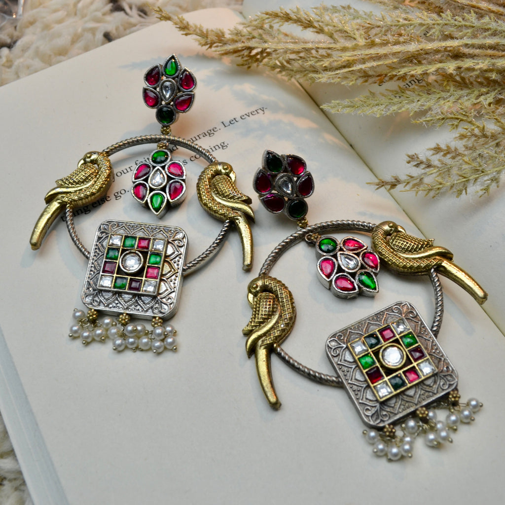 VJ4084-Boho Bird Stone Earrings