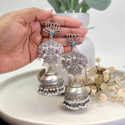 VJ4028-Long Lotus Jhumka