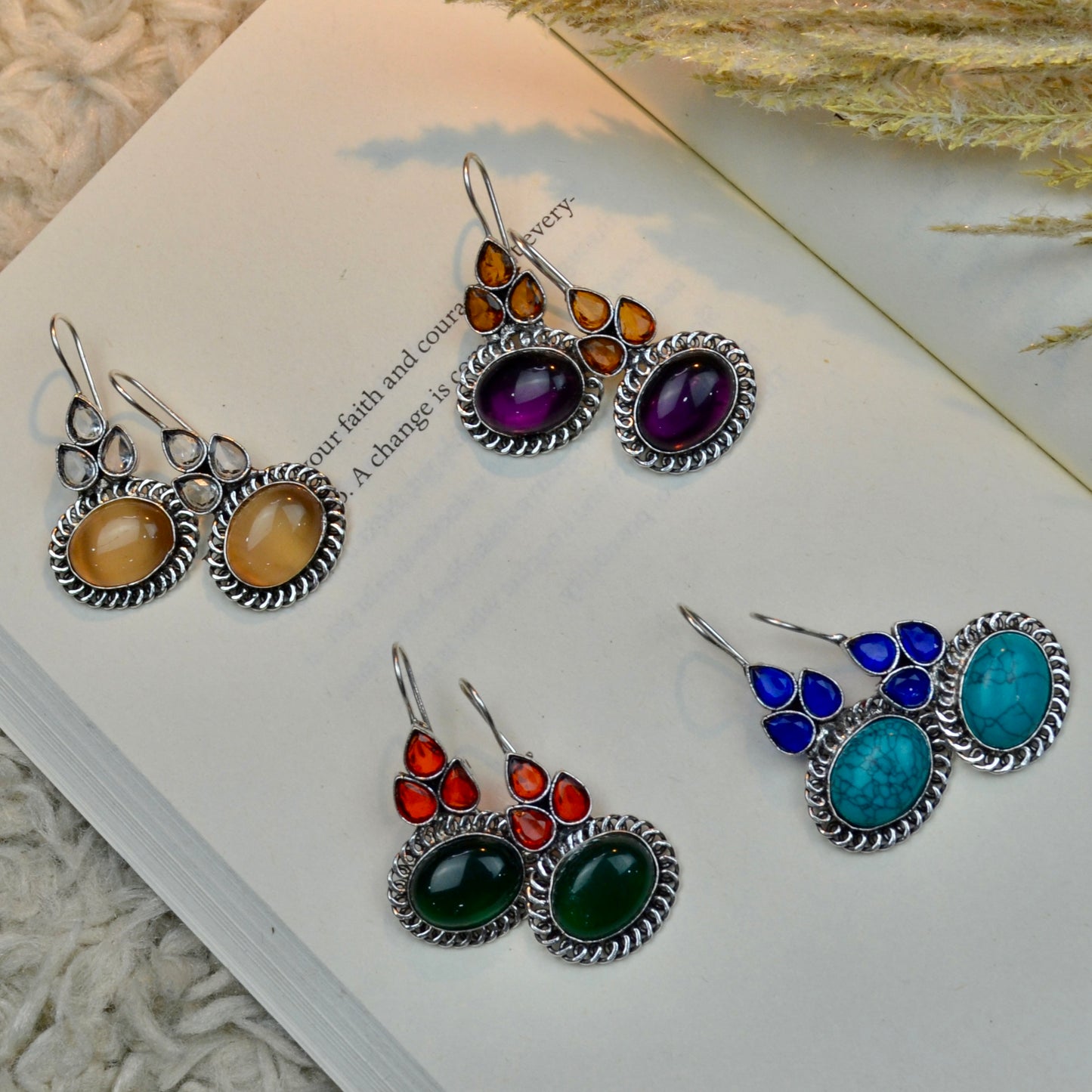 VJ4045-Stone Hanging Earring