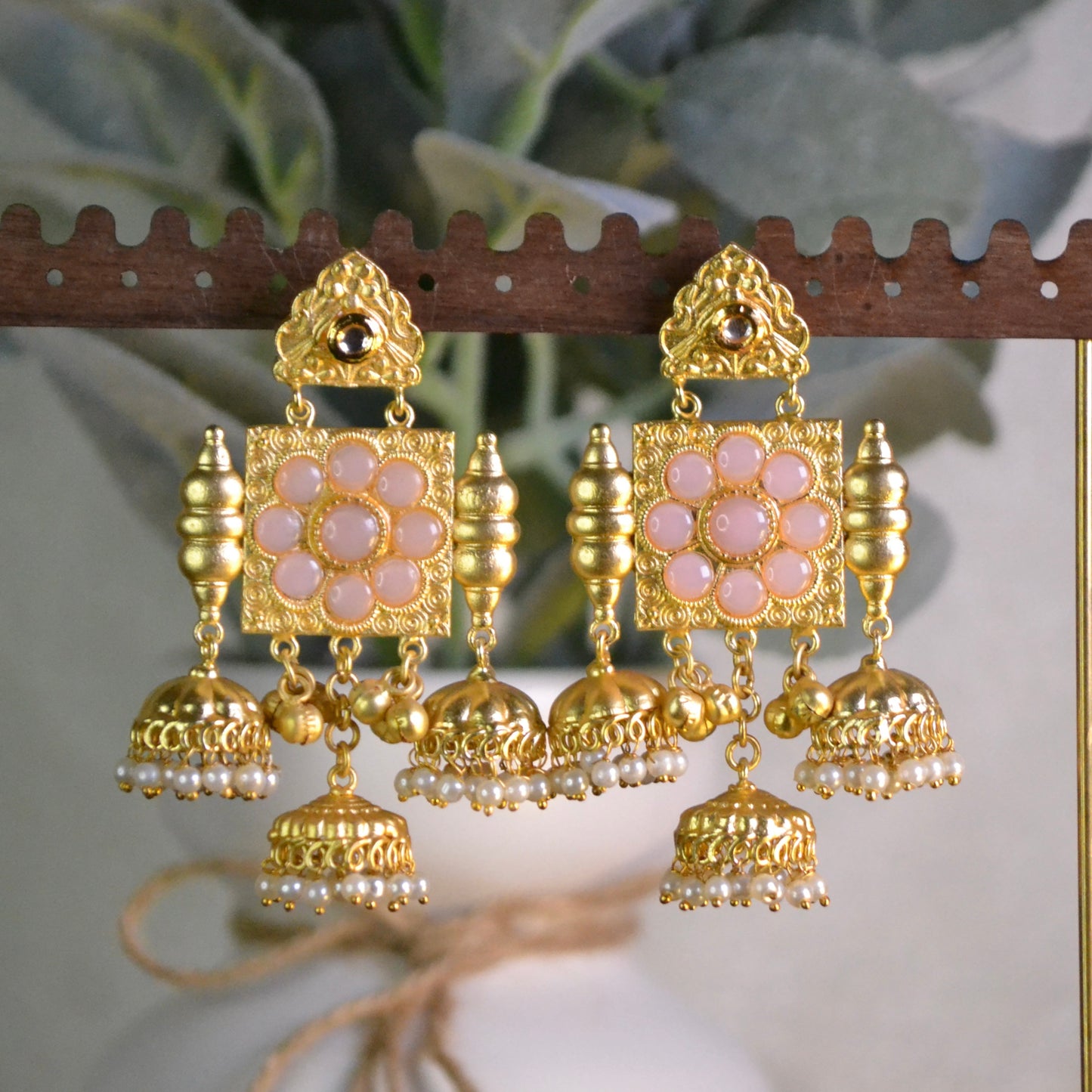 VJS5009-Gold Stone Earring