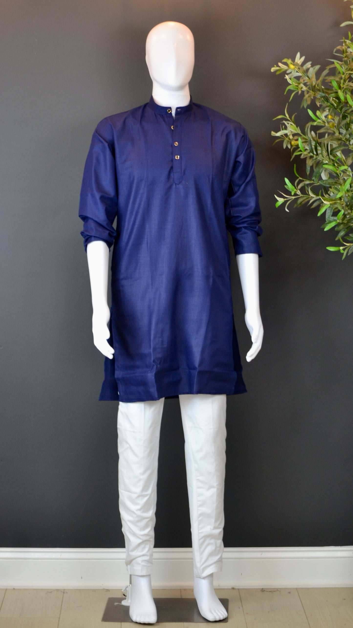 VMK018- Cotton Solid Color Kurta with Churidar - Vaanika Designs