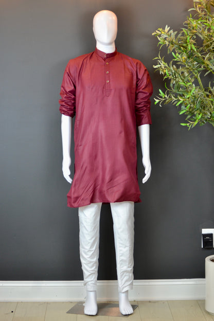 VMK018- Cotton Solid Color Kurta with Churidar - Vaanika Designs