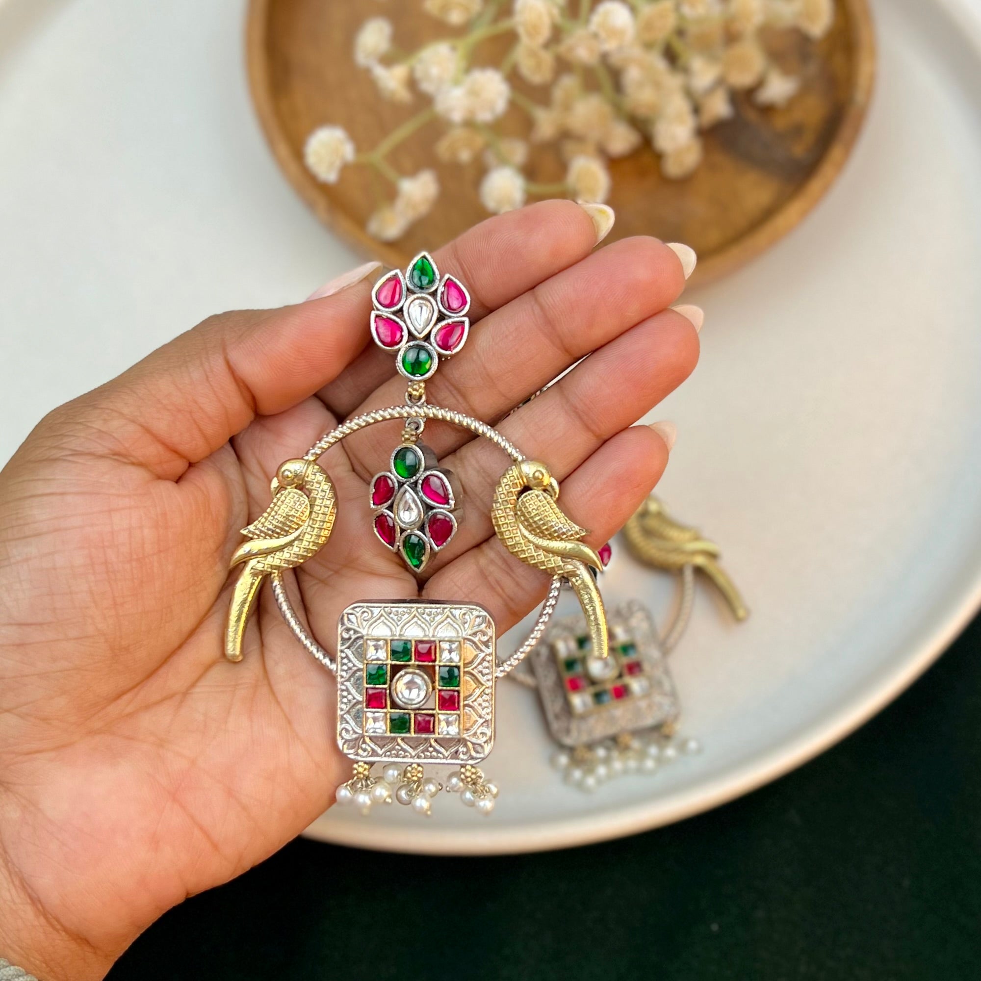 VJ4084-Boho Bird Stone Earrings