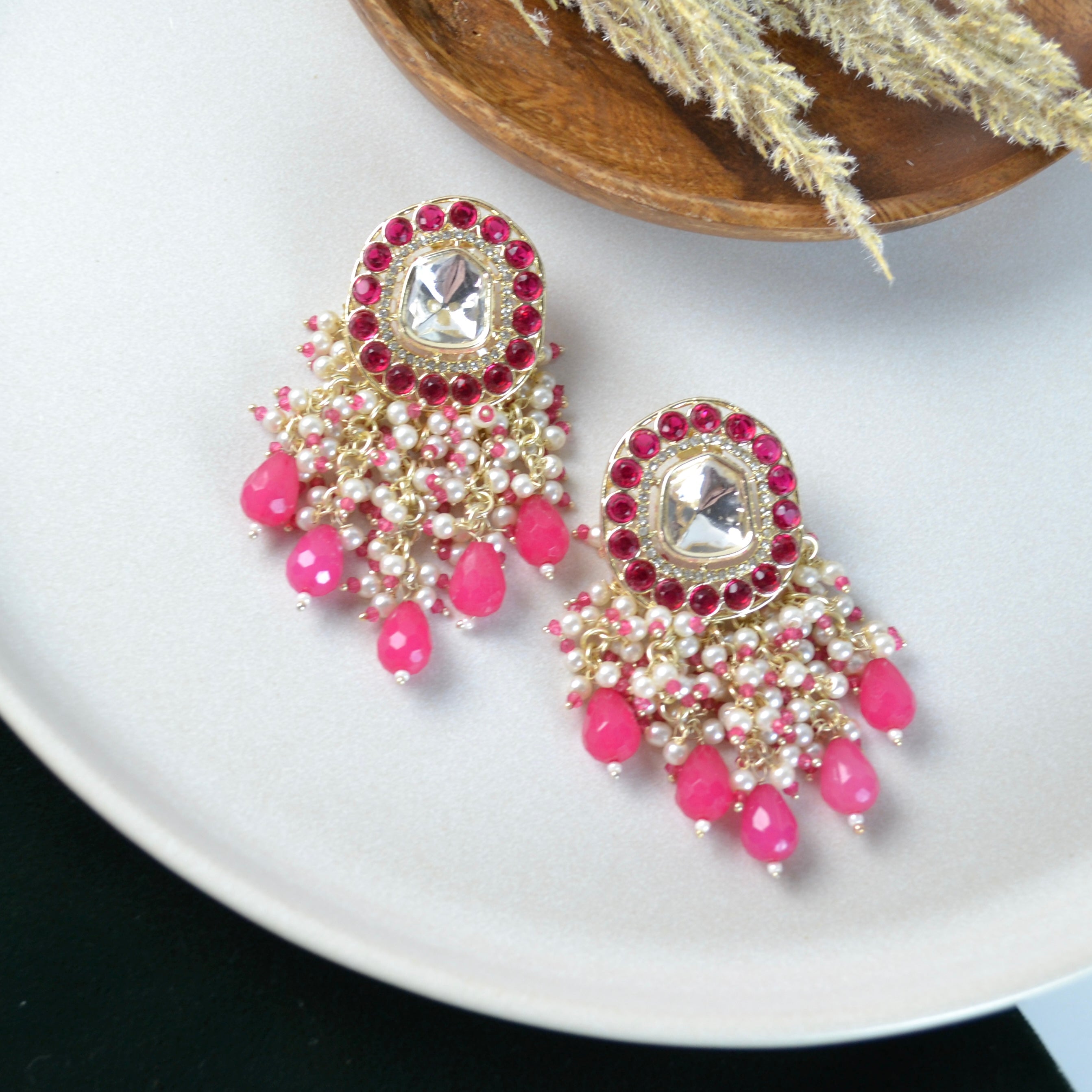 VARJ013-Kundan Polki Dangler Earrings