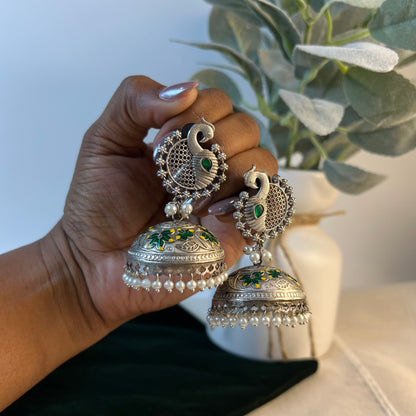 Hand painted mor Jhumka