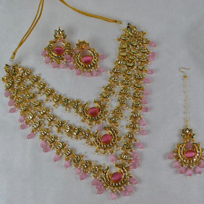 VARJ045-Bridal Paachi Kundan Raani Haar with Maangtika