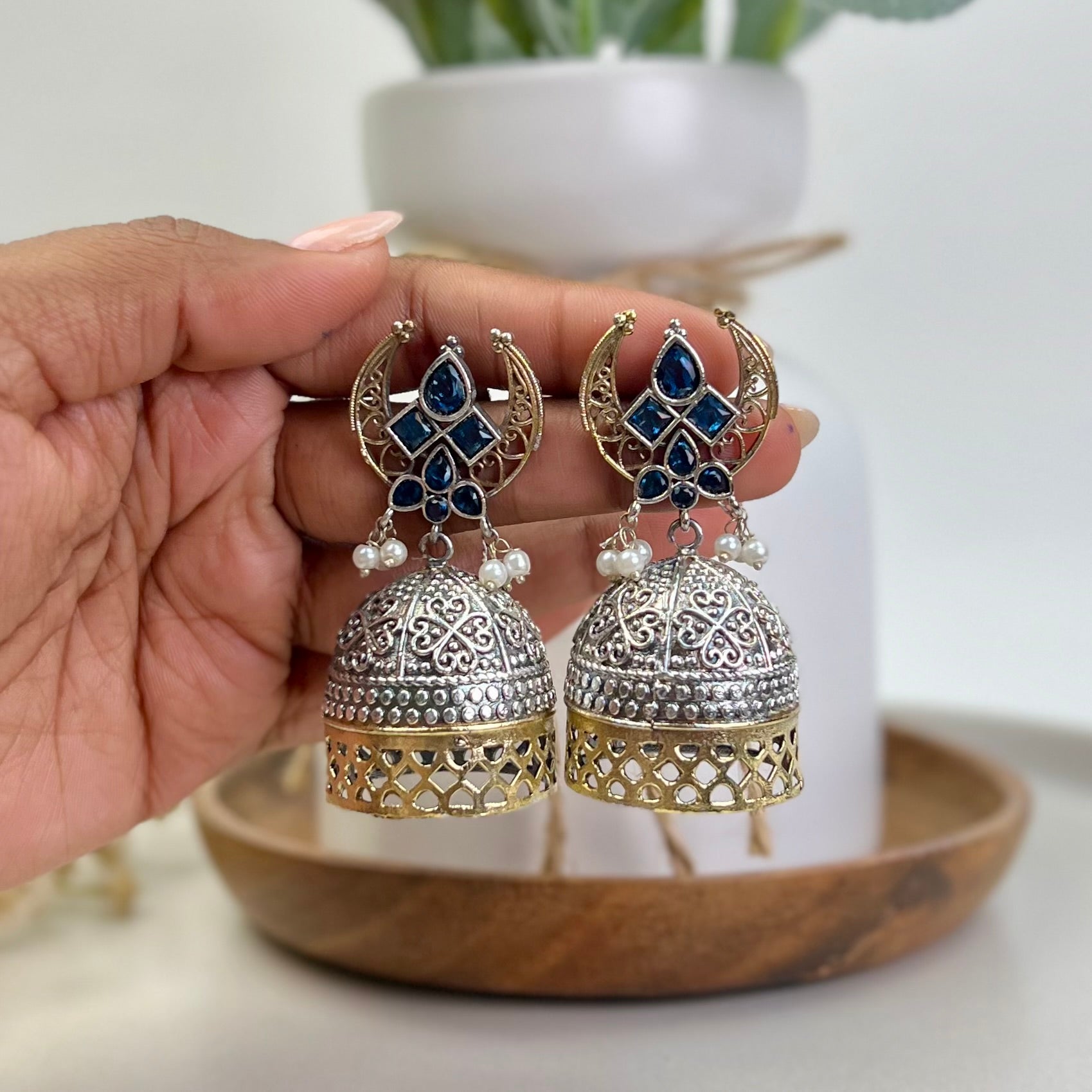 VJ4093-Dual Tone Stone Jhumka