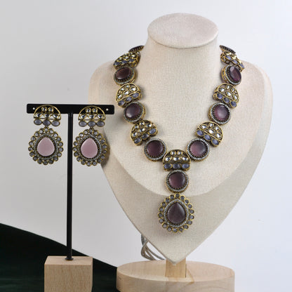 VARJ072-Deep Purple Victorian Doublet Necklace