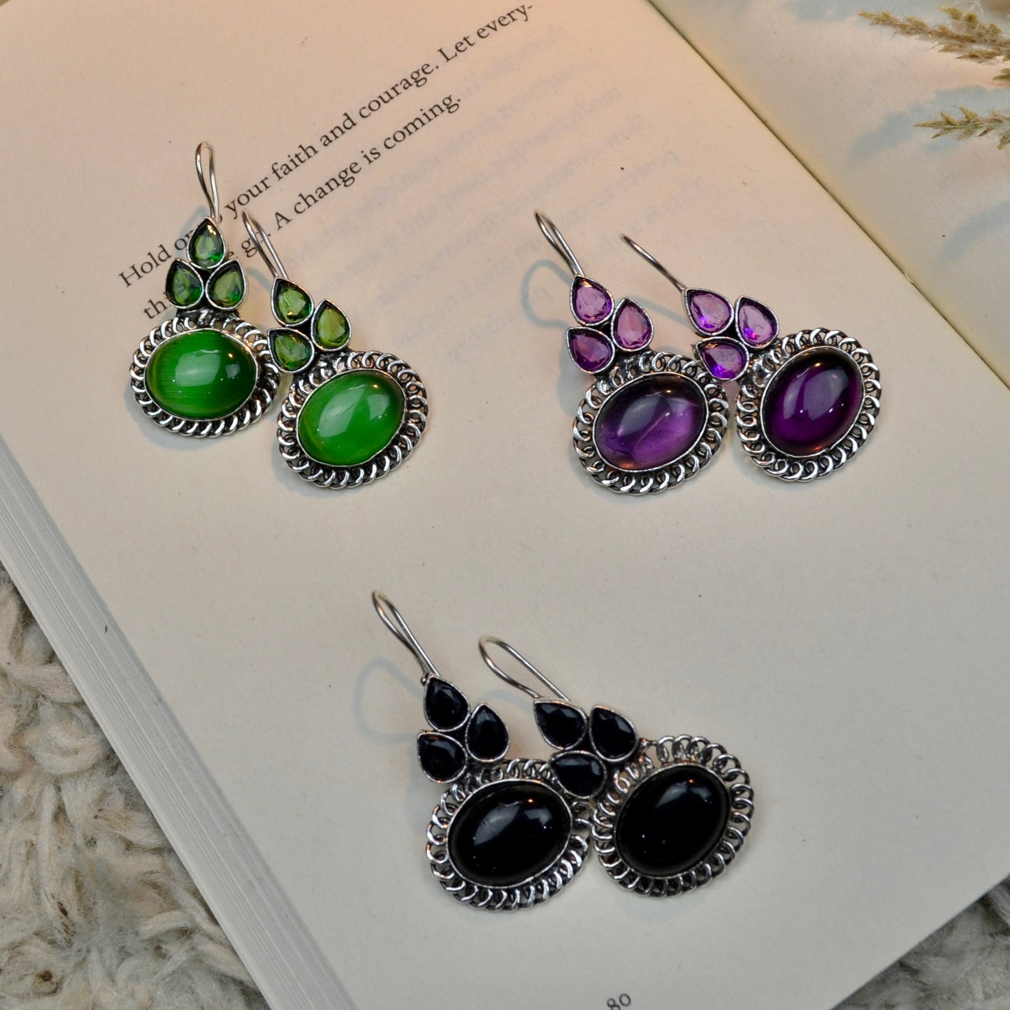 VJ4045-Stone Hanging Earring