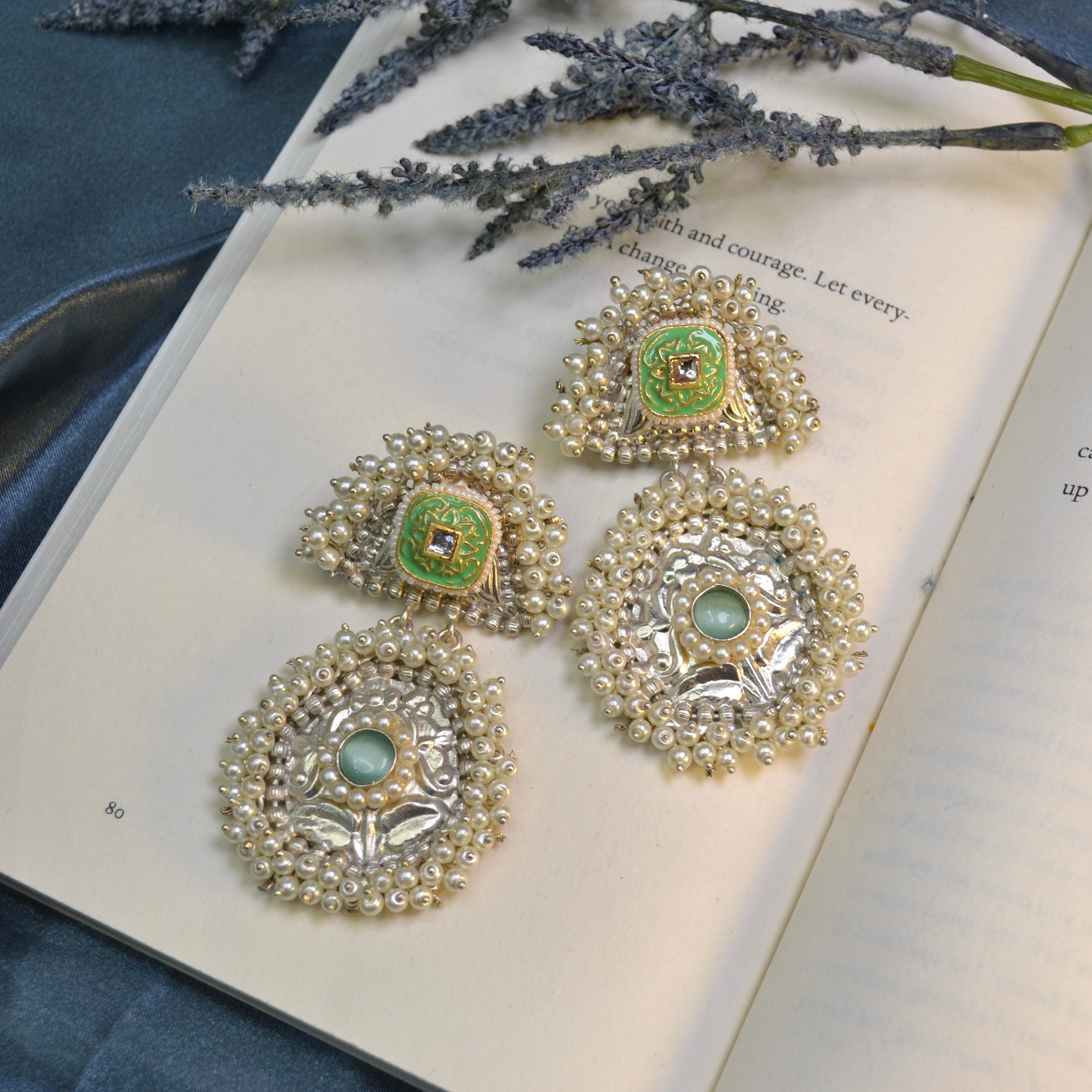 VJS5026-Meenakari and Moti Earring