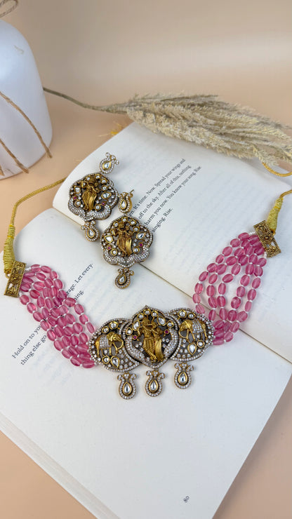 Radhe Krishna Polki Choker Necklace Set