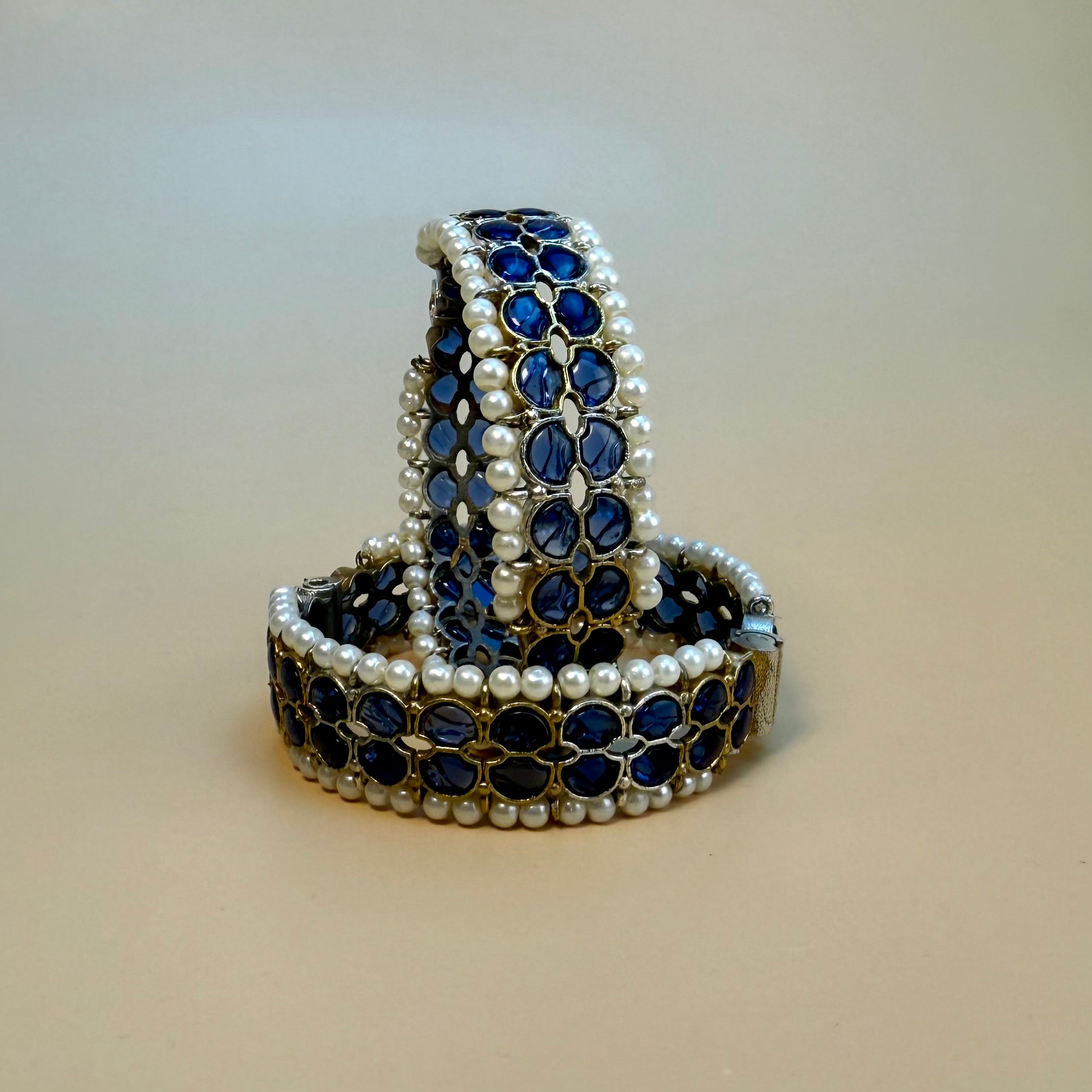 Stone and pearl kada set of 2