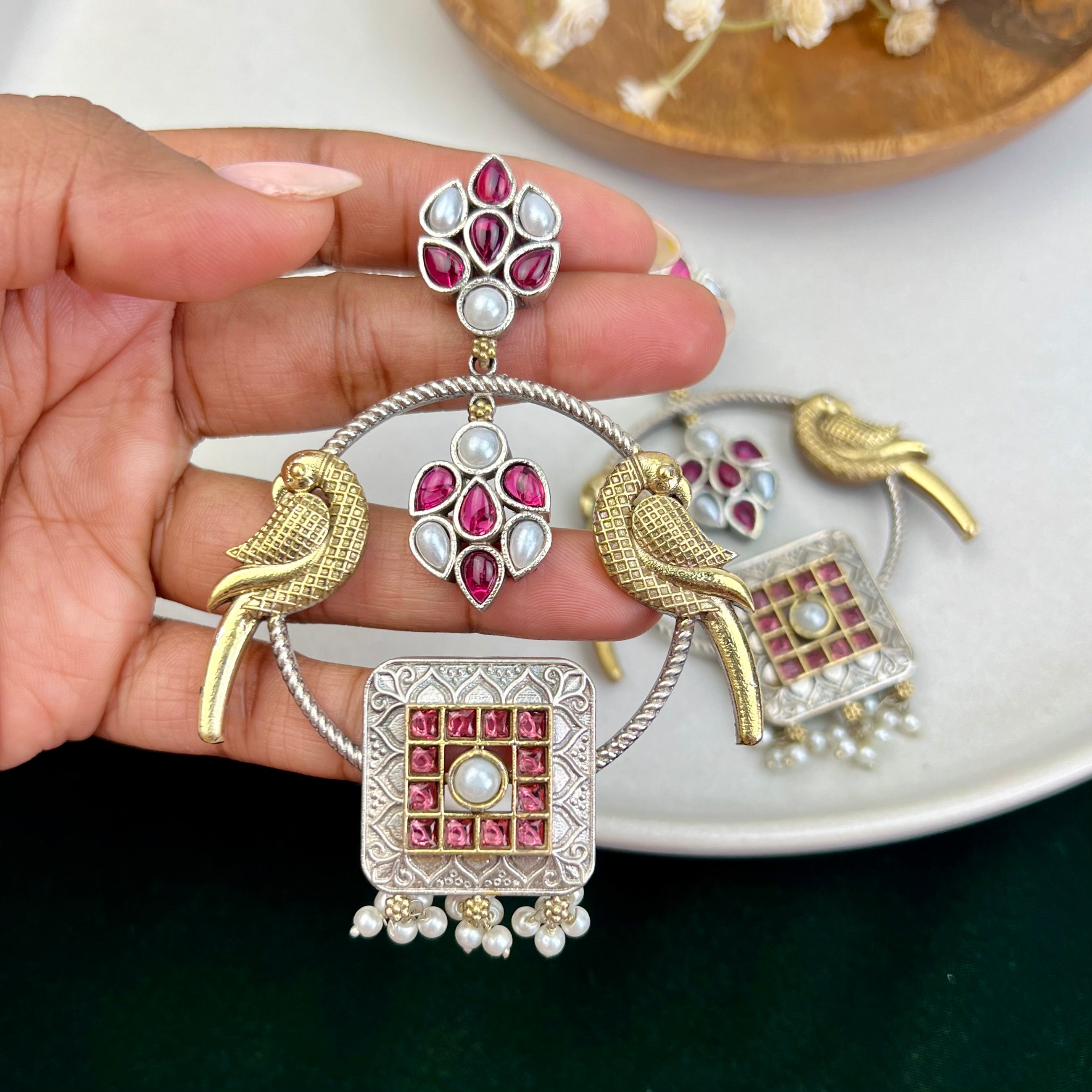 VJ4084-Boho Bird Stone Earrings
