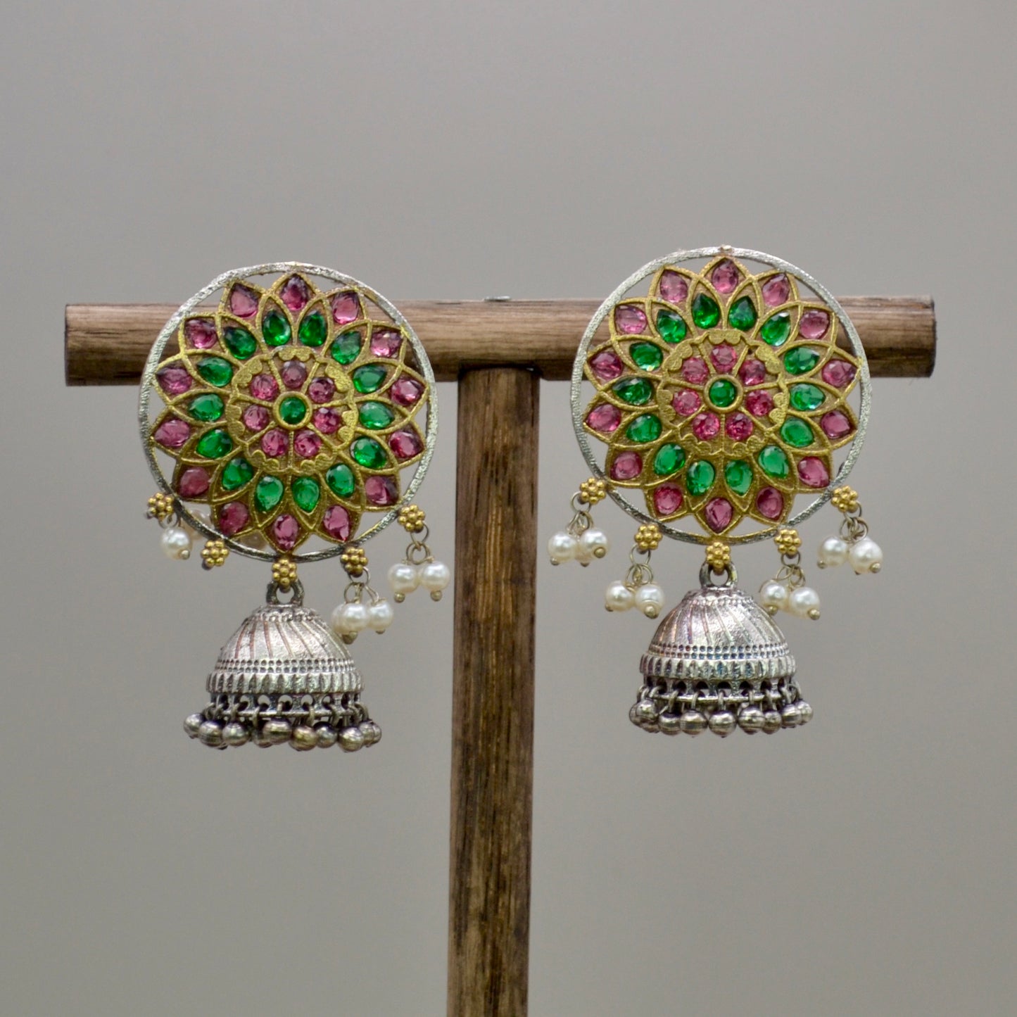 VJ4068-Medium Size Mandala Stud Jhumkis