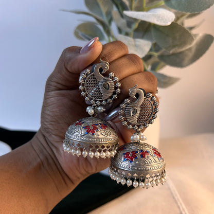 Hand painted mor Jhumka