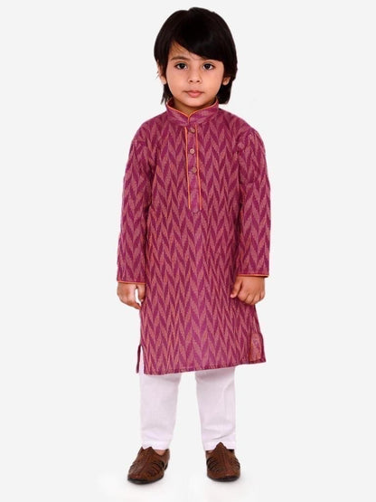 VK1008-Boys Pure Soft Cotton Ikkat Kurta with Pants