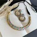Hansli Necklace with Earrings - Ruby/green