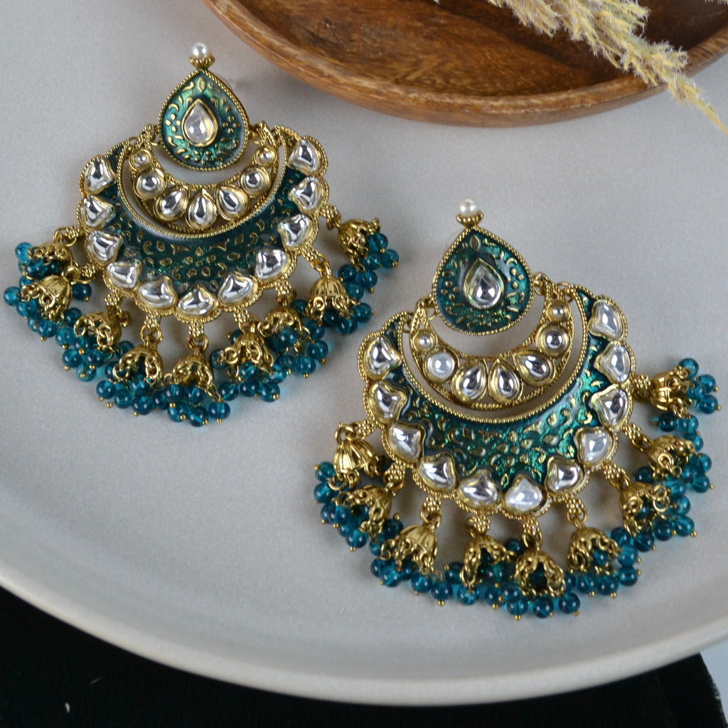 VARJ008-Kundan meenakari Chandbali