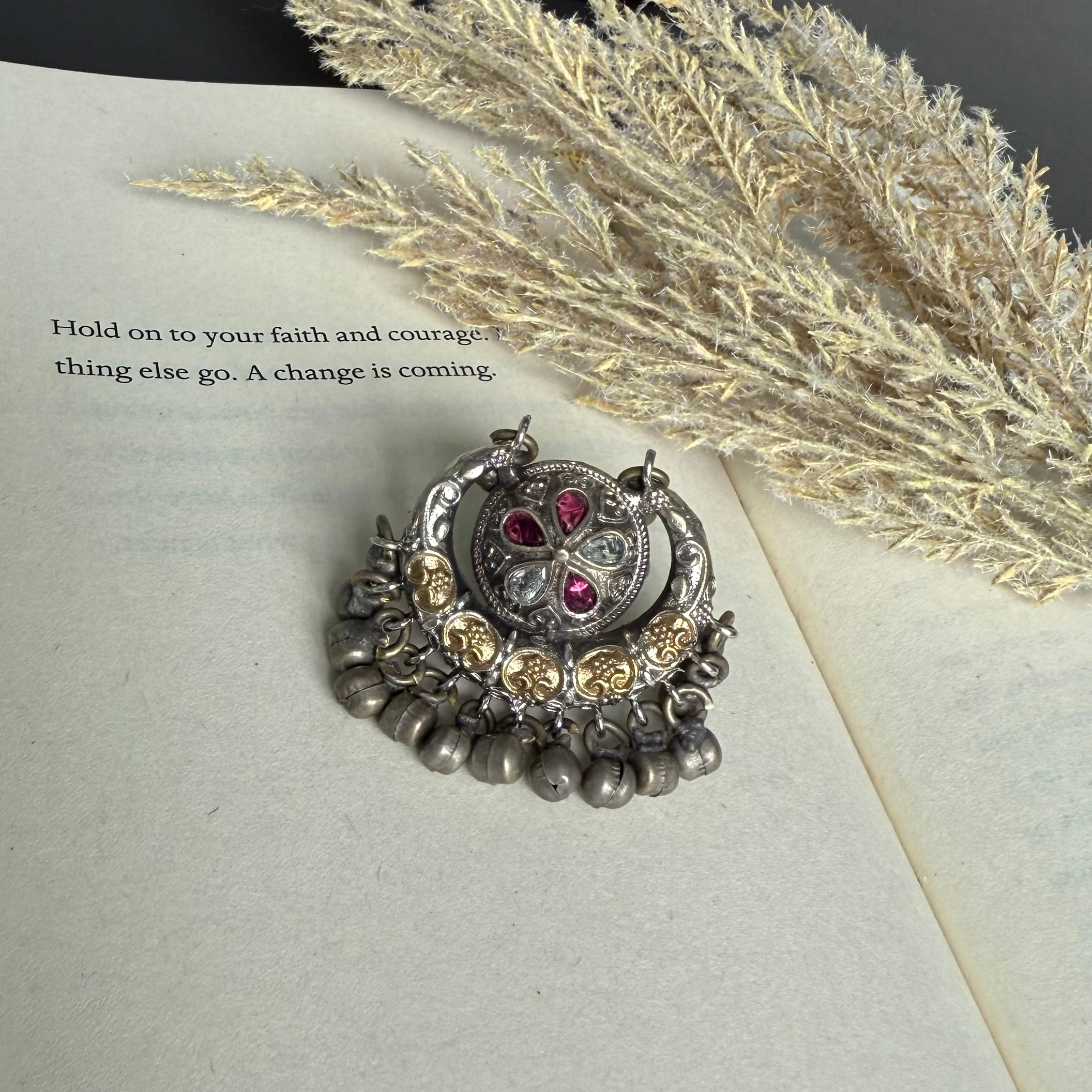VJR4003-German Silver Oversized Ghungroo Ring