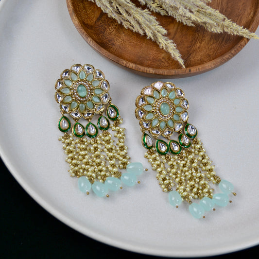 VARJ018-Kundan Long Earrings