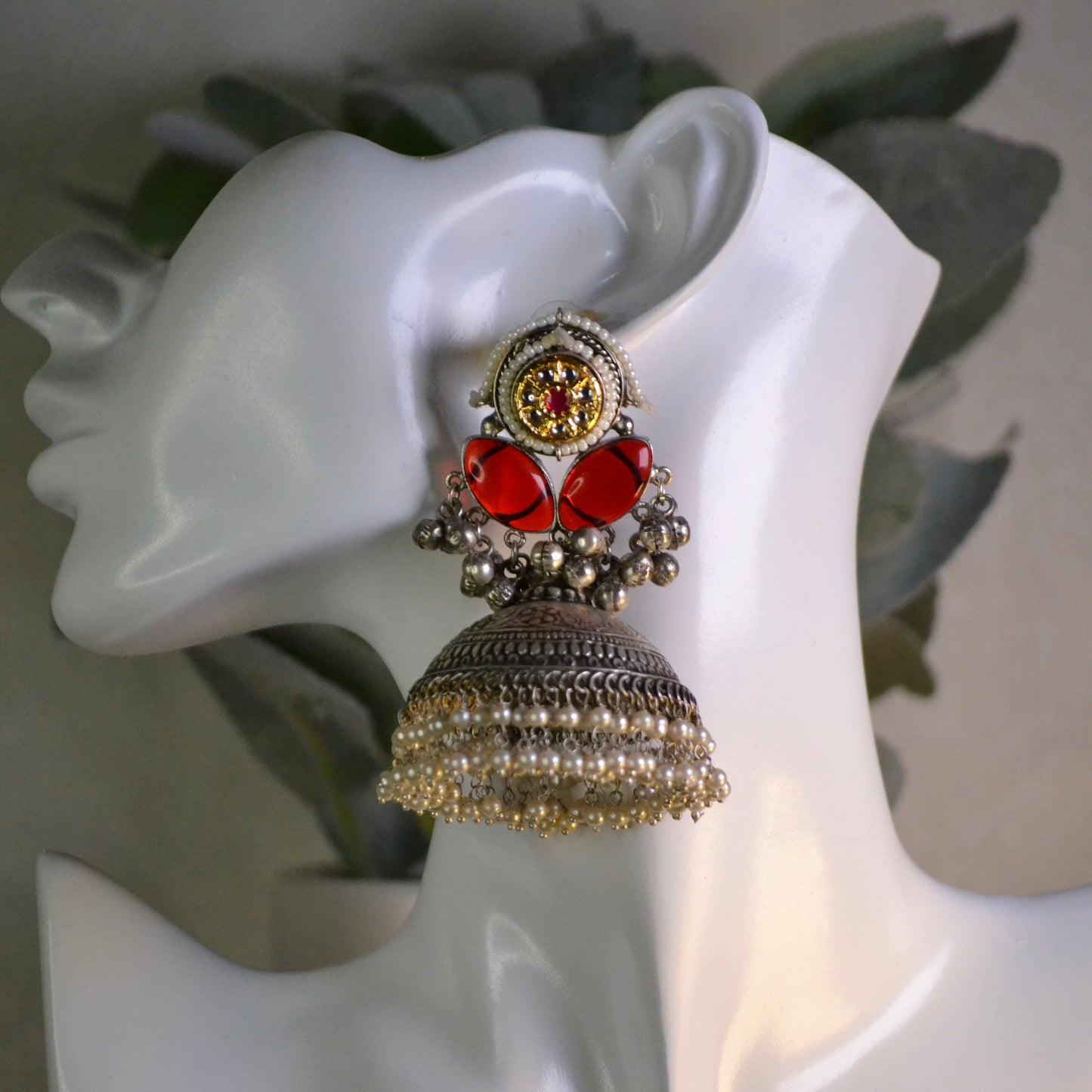 VJS5007-Silver Ghunghroo Jhumka