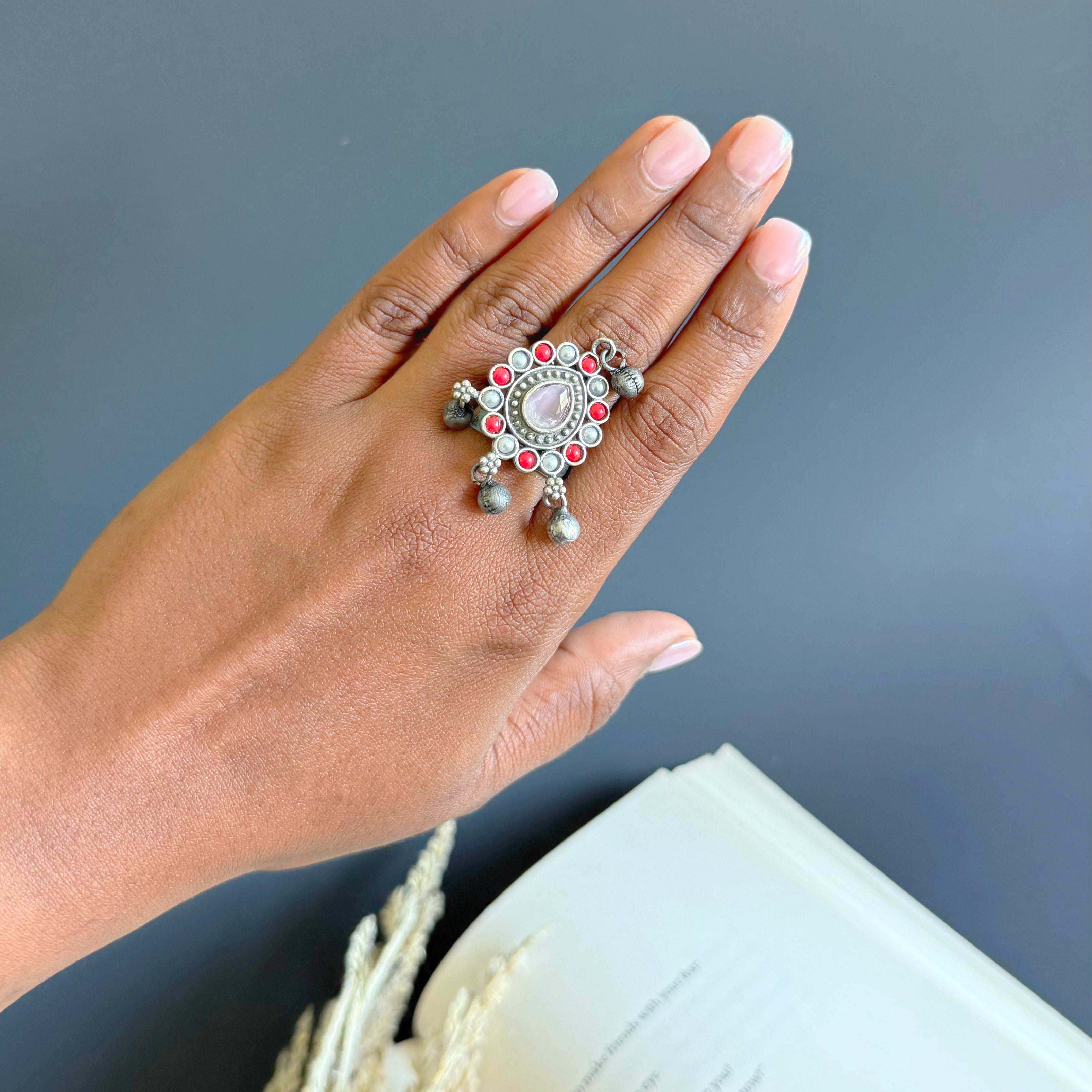 Oxidized Stone Ring