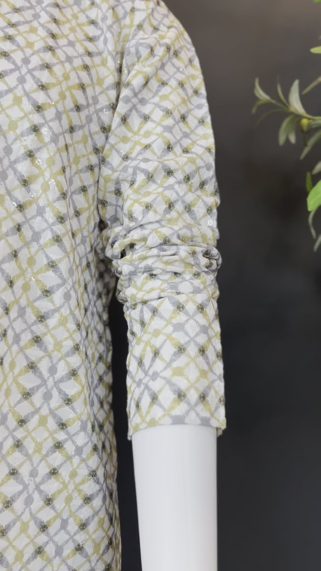 VMK009- Yellow Sequin Lucknowi with Pants